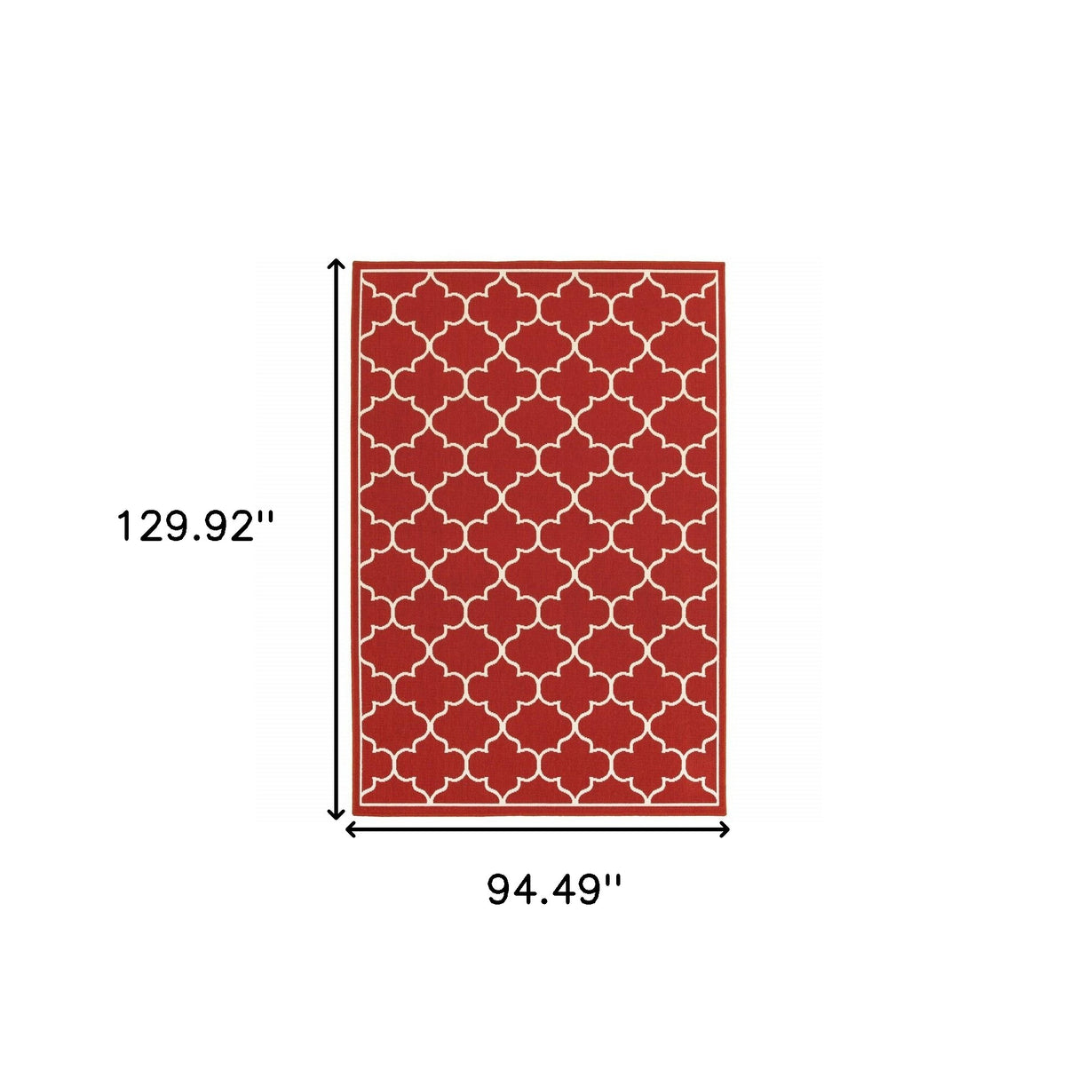 7' X 10' Red and Ivory Indoor Outdoor Area Rug