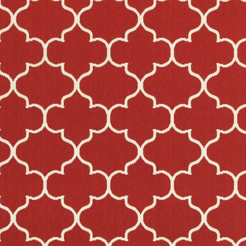 7' X 10' Red and Ivory Indoor Outdoor Area Rug