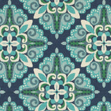 5' X 8' Blue and Green Indoor Outdoor Area Rug