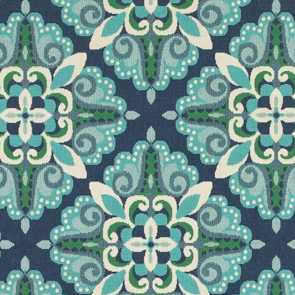 5' X 8' Blue and Green Indoor Outdoor Area Rug