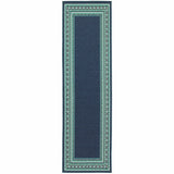 7' X 10' Blue and Green Indoor Outdoor Area Rug