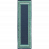 7' X 10' Blue and Green Indoor Outdoor Area Rug