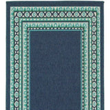 7' X 10' Blue and Green Indoor Outdoor Area Rug