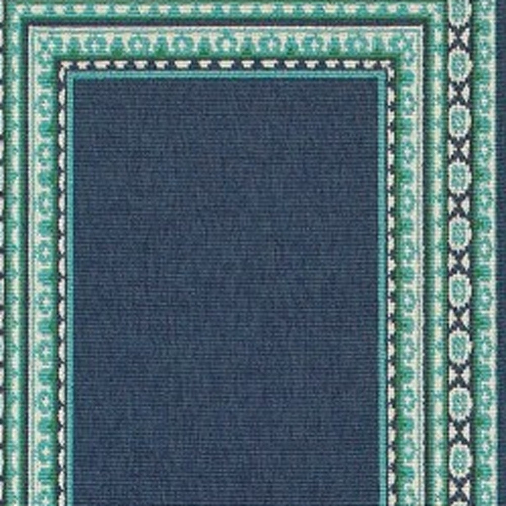 7' X 10' Blue and Green Indoor Outdoor Area Rug