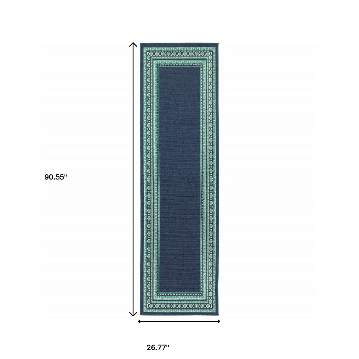 7' X 10' Blue and Green Indoor Outdoor Area Rug