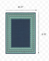 7' X 10' Blue and Green Indoor Outdoor Area Rug