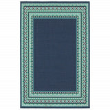 7' X 10' Blue and Green Indoor Outdoor Area Rug