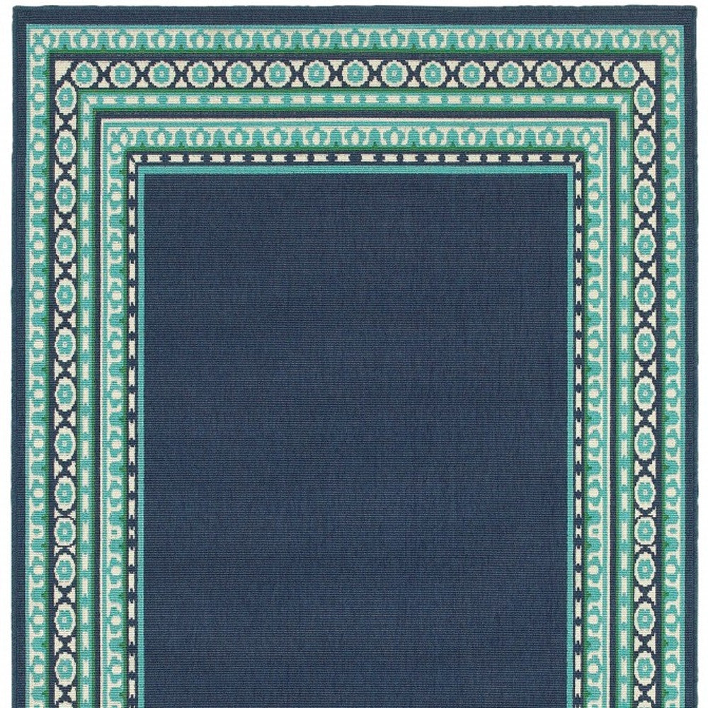 7' X 10' Blue and Green Indoor Outdoor Area Rug