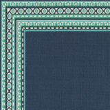 7' X 10' Blue and Green Indoor Outdoor Area Rug