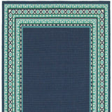 7' X 10' Blue and Green Indoor Outdoor Area Rug