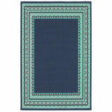 7' X 10' Blue and Green Indoor Outdoor Area Rug