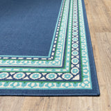 7' X 10' Blue and Green Indoor Outdoor Area Rug