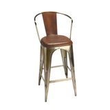 28" Brown and Gold Iron Bar Chair