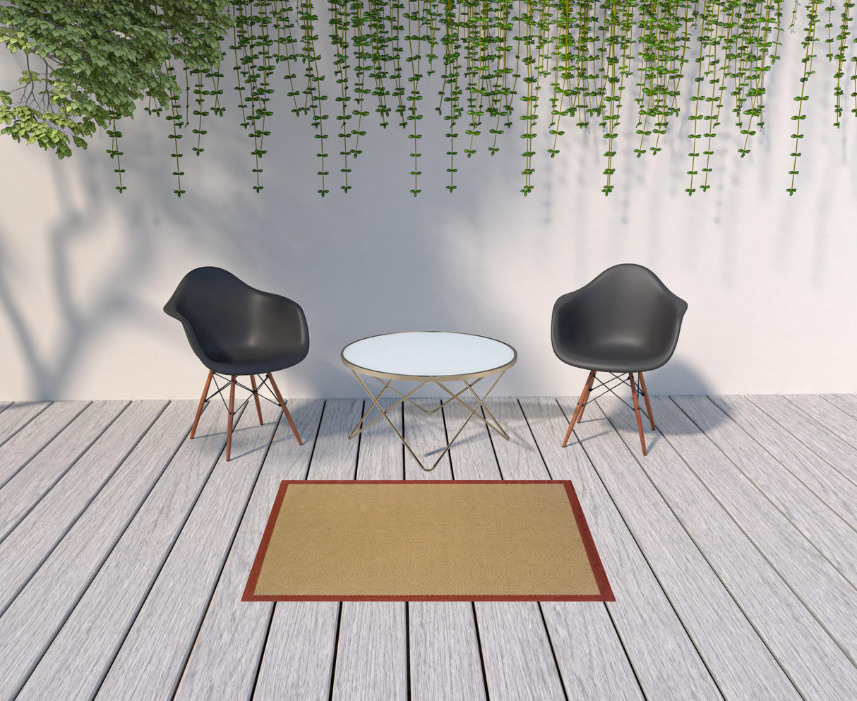 2' X 8' Beige Indoor Outdoor Area Rug