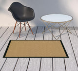 4' X 6' Beige and Black Indoor Outdoor Area Rug