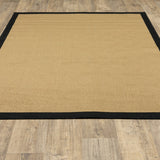 4' X 6' Beige and Black Indoor Outdoor Area Rug