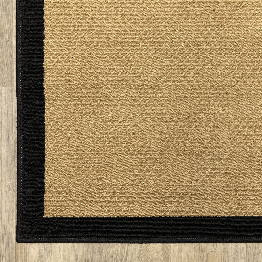 4' X 6' Beige and Black Indoor Outdoor Area Rug