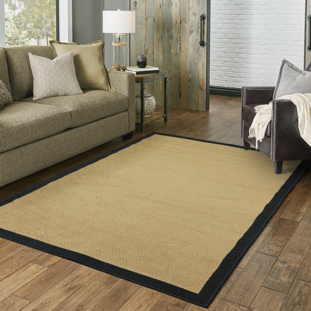 Beige and Black Indoor Outdoor Area Rug