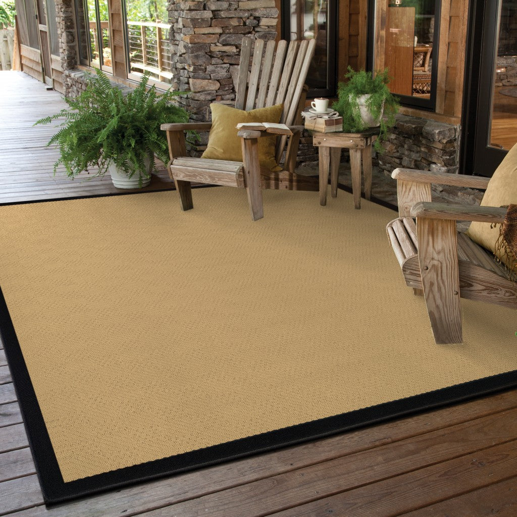 Beige and Black Indoor Outdoor Area Rug