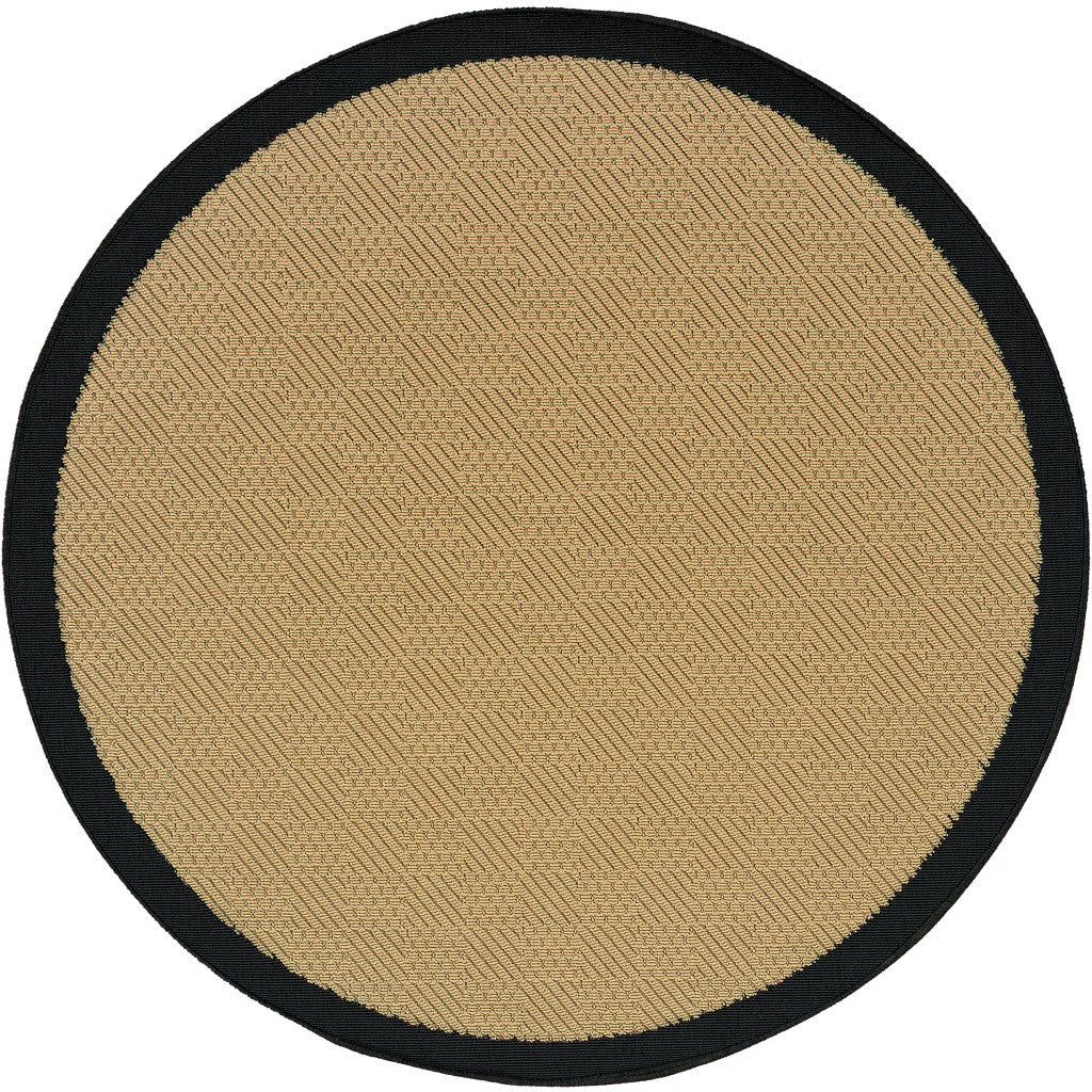 Beige and Black Indoor Outdoor Area Rug