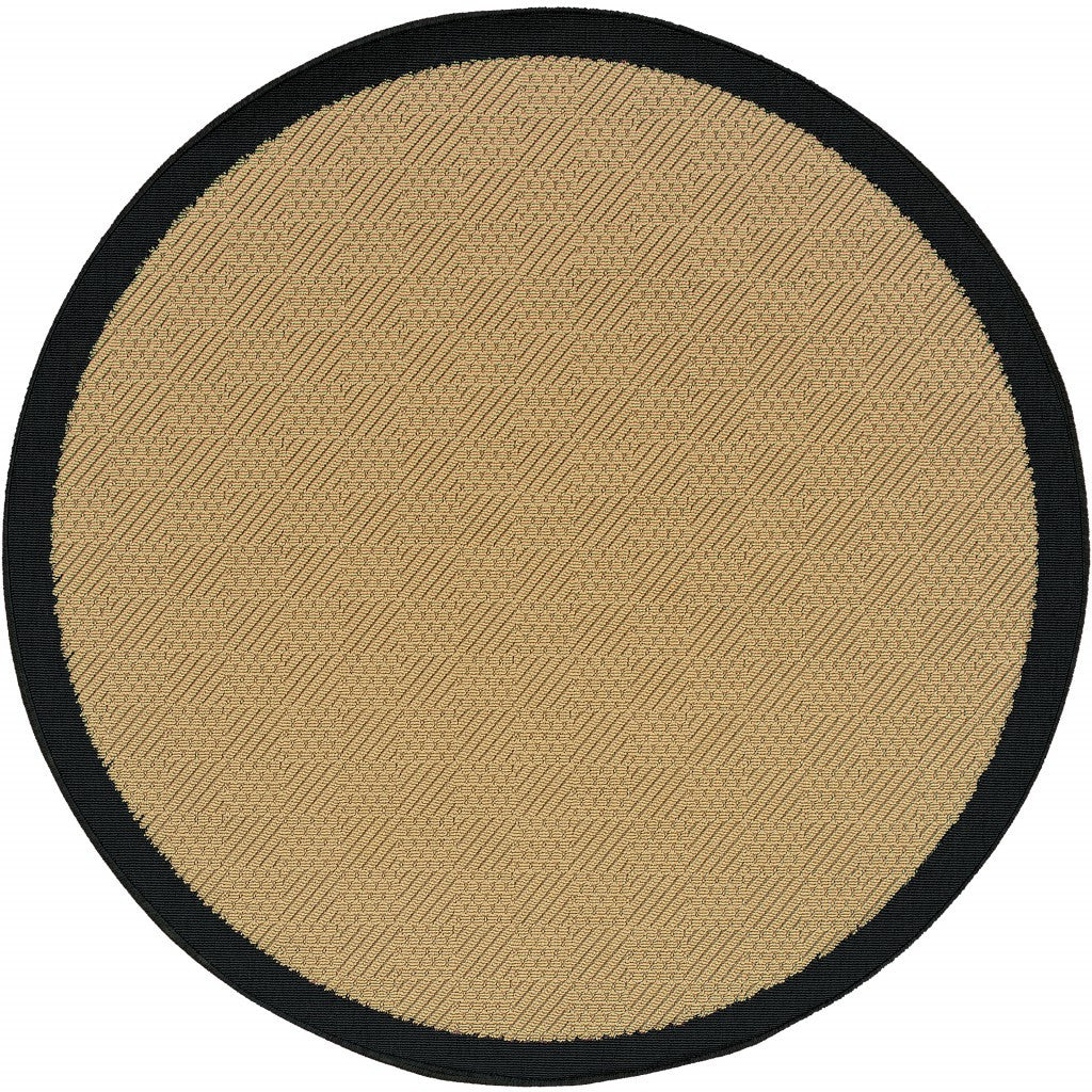 Beige and Black Indoor Outdoor Area Rug