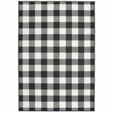 2' X 8' Black and Ivory Indoor Outdoor Area Rug