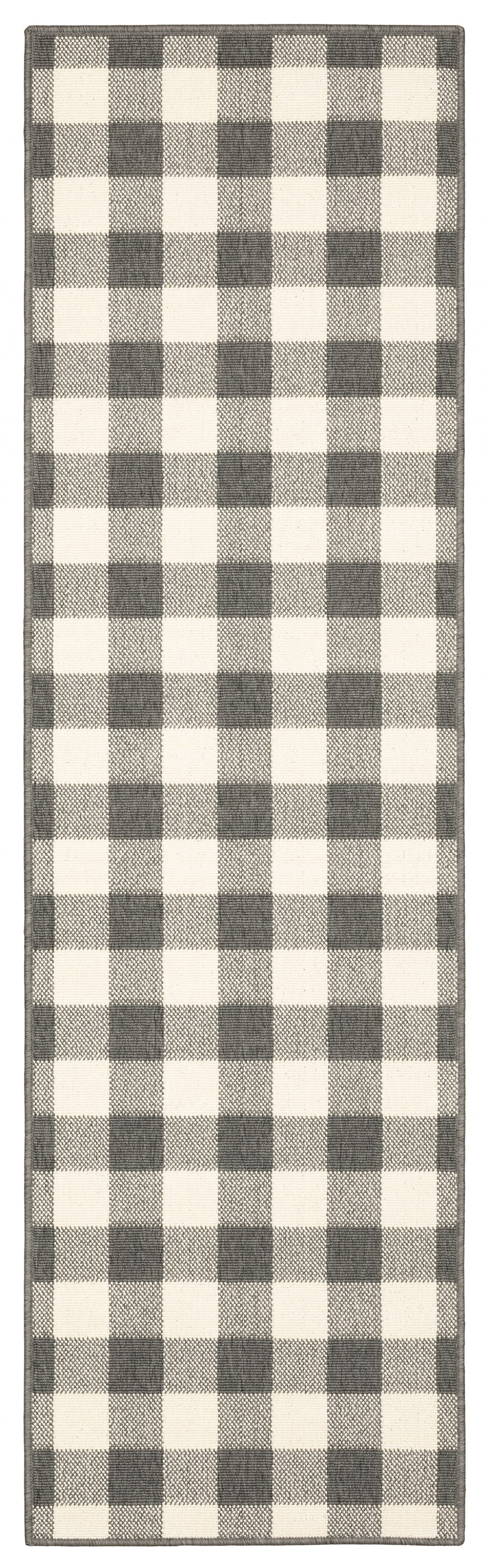 8' X 11' Gray and Ivory Indoor Outdoor Area Rug