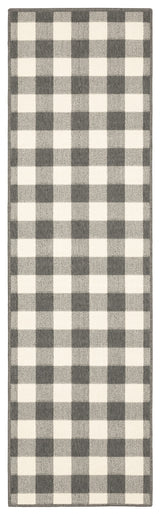 2' X 8' Gray and Ivory Indoor Outdoor Area Rug