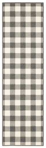 8' X 11' Gray and Ivory Indoor Outdoor Area Rug