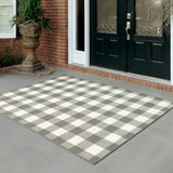 8' X 11' Gray and Ivory Indoor Outdoor Area Rug