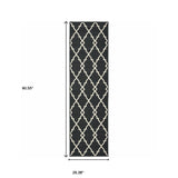 8' X 11' Black and Ivory Indoor Outdoor Area Rug