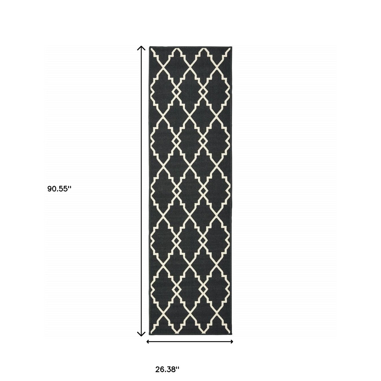 7' X 10' Black and Ivory Indoor Outdoor Area Rug