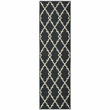 8' X 11' Black and Ivory Indoor Outdoor Area Rug