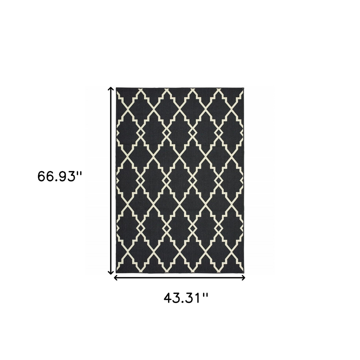 8' X 11' Black and Ivory Indoor Outdoor Area Rug