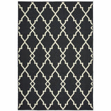 4' X 6' Black and Ivory Indoor Outdoor Area Rug