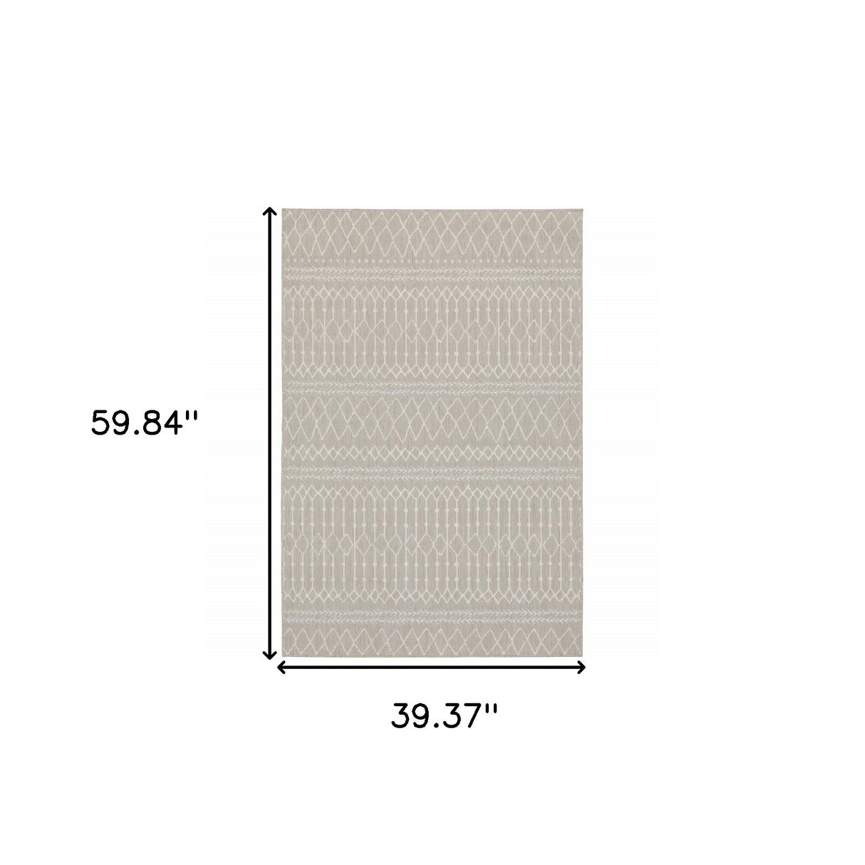 5' X 7' Gray and Ivory Indoor Outdoor Area Rug