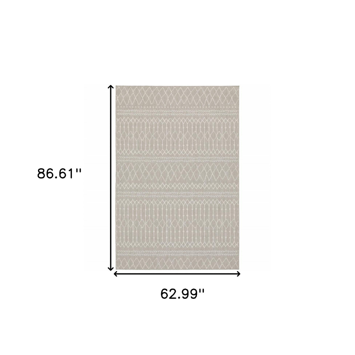 5' X 7' Gray and Ivory Indoor Outdoor Area Rug