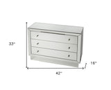 42" Clear Glass Three Drawer Dresser