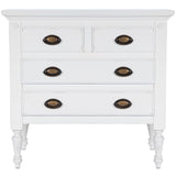 32" White Solid Wood Four Drawer Gentlemans Chest