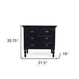 32" Black Solid Wood Four Drawer Gentlemans Chest