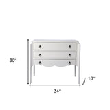 34" White Solid and Manufactured Wood Three Drawer Standard Chest