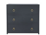 34" Navy Blue Three Drawer Standard Chest