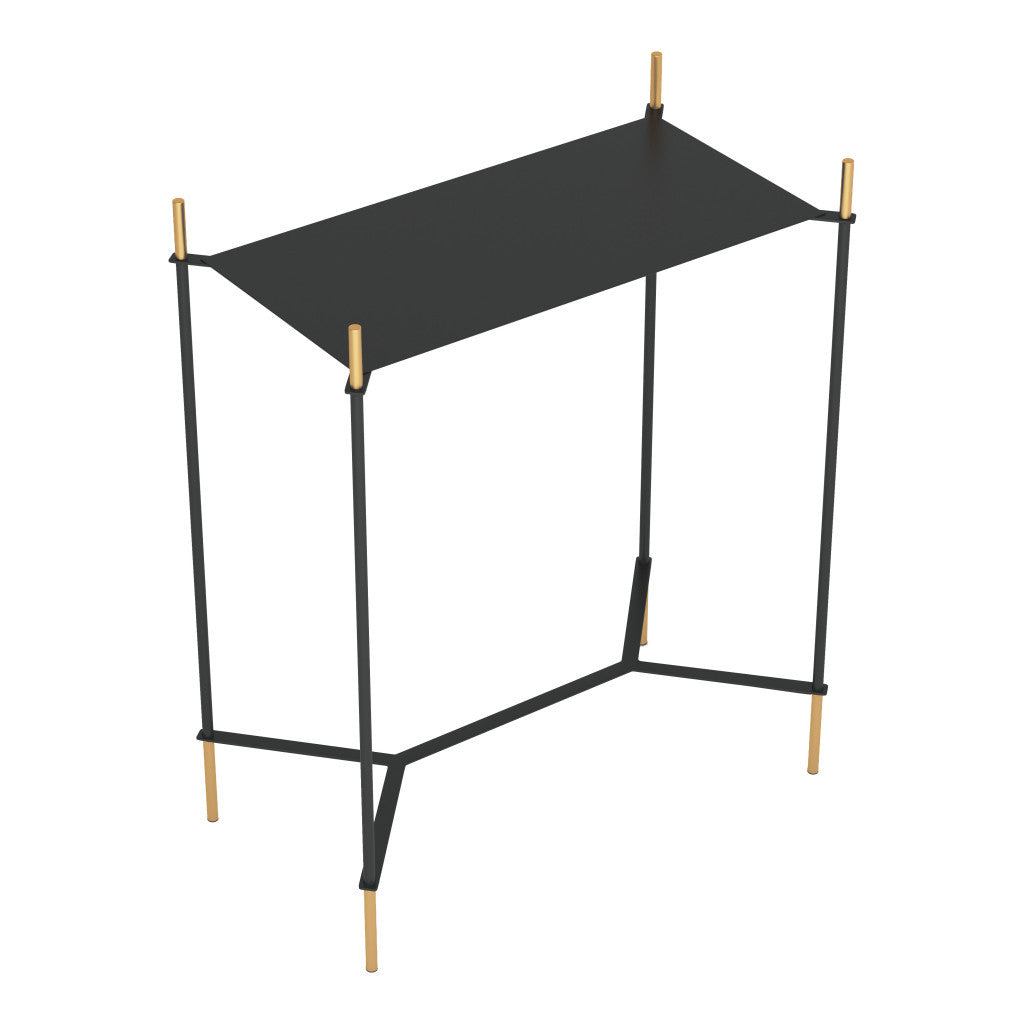 24" Gold And Black Steel End Table