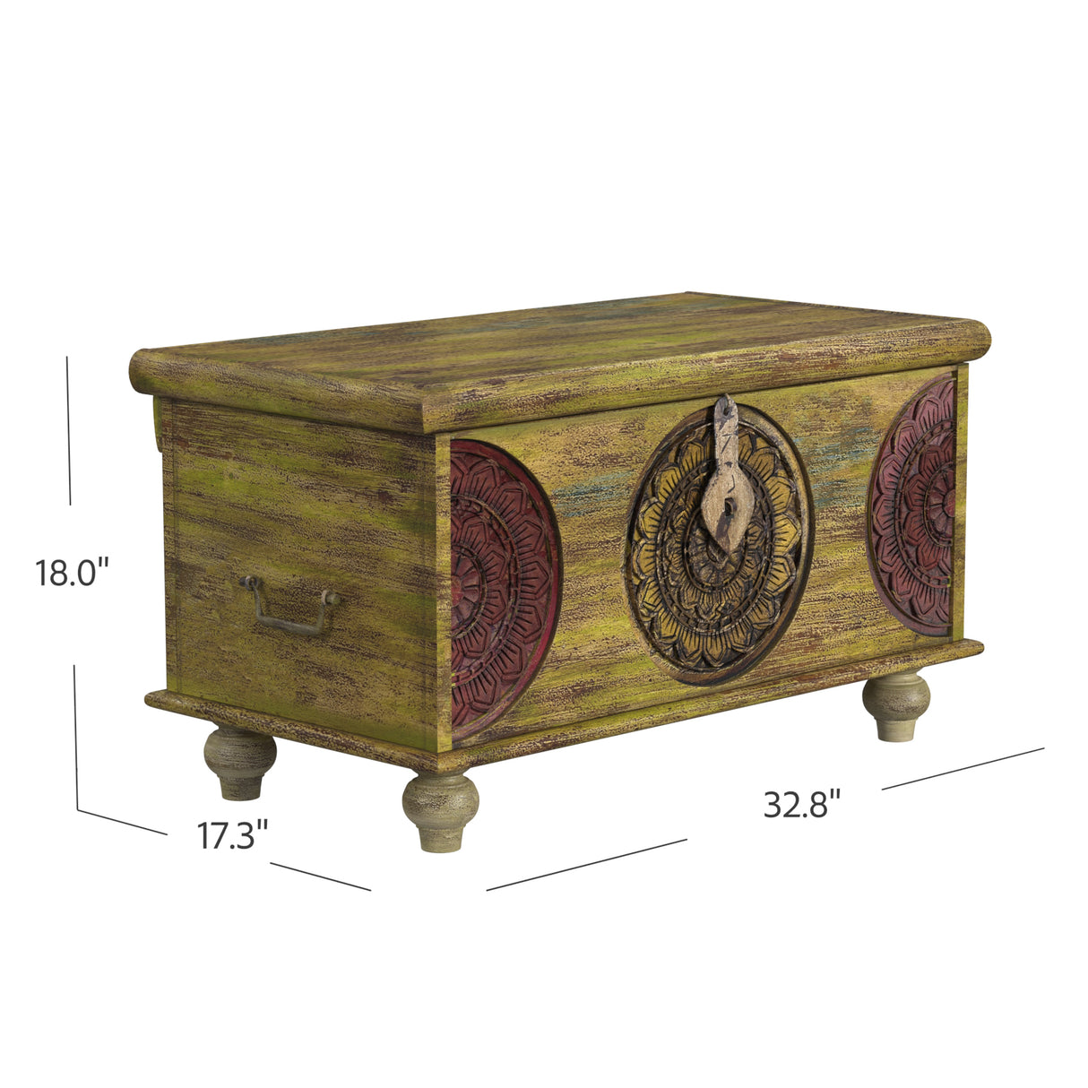 Mesa Carved Wooden Trunk Coffee Table