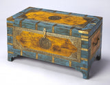 Hand Painted Brass Inlay Solid Wood Storage Trunk