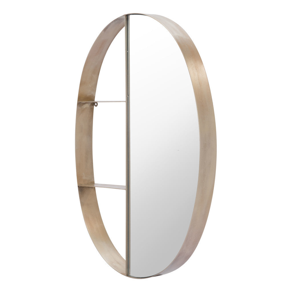 34" Bronze Oval Steel Framed Accent Mirror