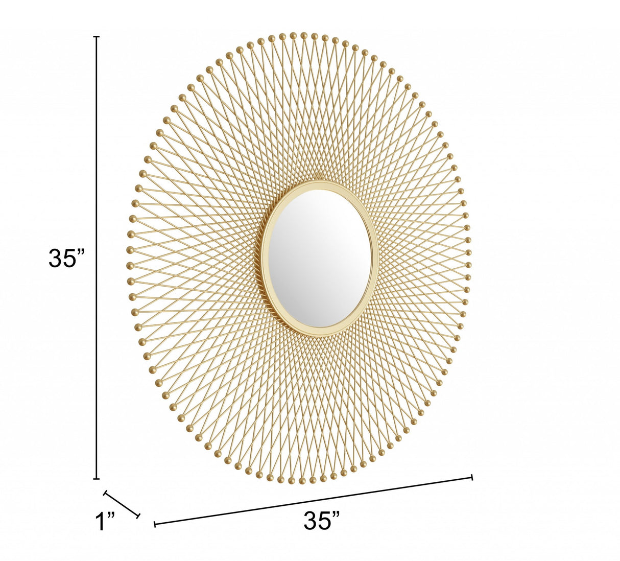 35" Gold Round Accent Mirror