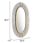 38" Black and Gold Oval Framed Accent Mirror