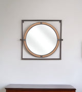 22" Gray Square Steel Framed Accent Mirror