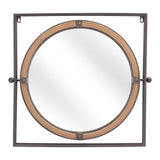 22" Gray Square Steel Framed Accent Mirror